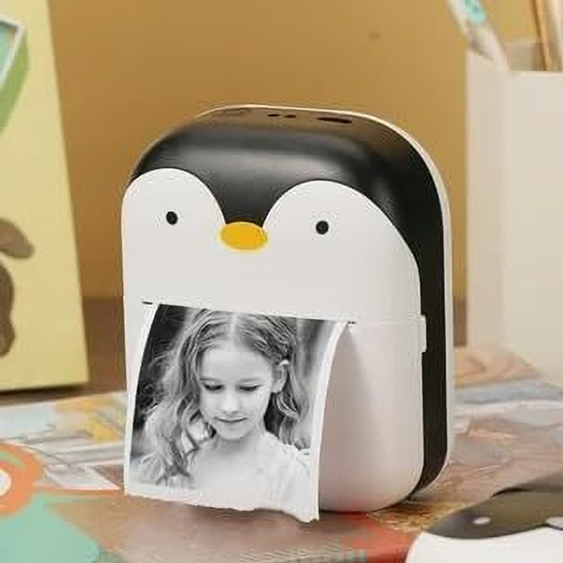 Premio Lusso Mini Thermal Printer Cute Penguin – Portable, Ink-Free, High-Quality Printing Thermal Printer [Black]