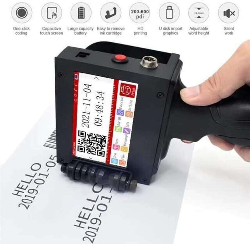 T JET 1 Inch Heavy-Duty Handheld Thermal Inkjet Printer for Batch Code, Date, Number Thermal Inkjet Printer