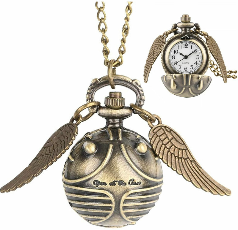 Mubco Harry Potter Golden Snitch Ball Pendant Pocket Watch |Quartz Analog Watch |Gift HP_B7708 Metal Metal Pocket Watch Chain