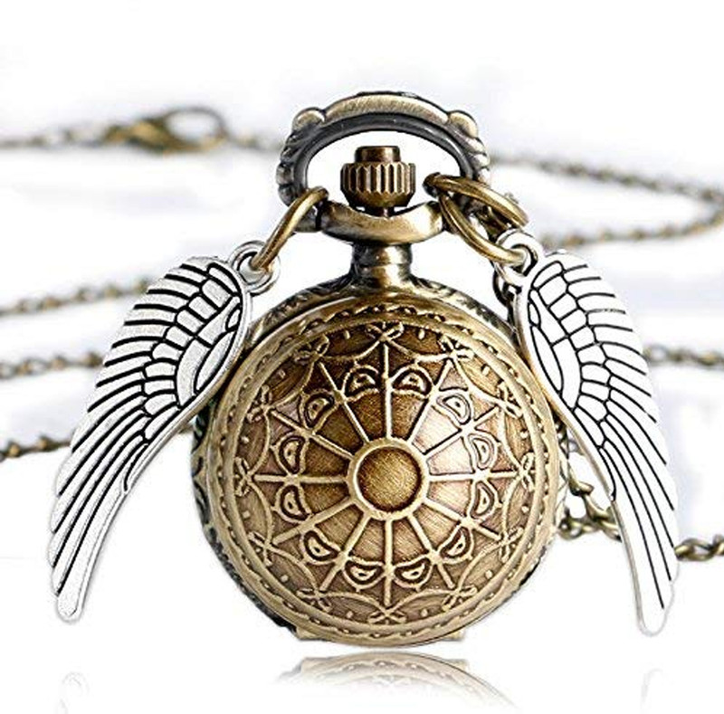 ADF Vintage Angel Wing Pocket Watch Chain Keychain, 18 Inch Brown Chain, Brass, 34g KC-HARYWIG-ABJ936 Gold plated Alloy Pocket Watch Chain