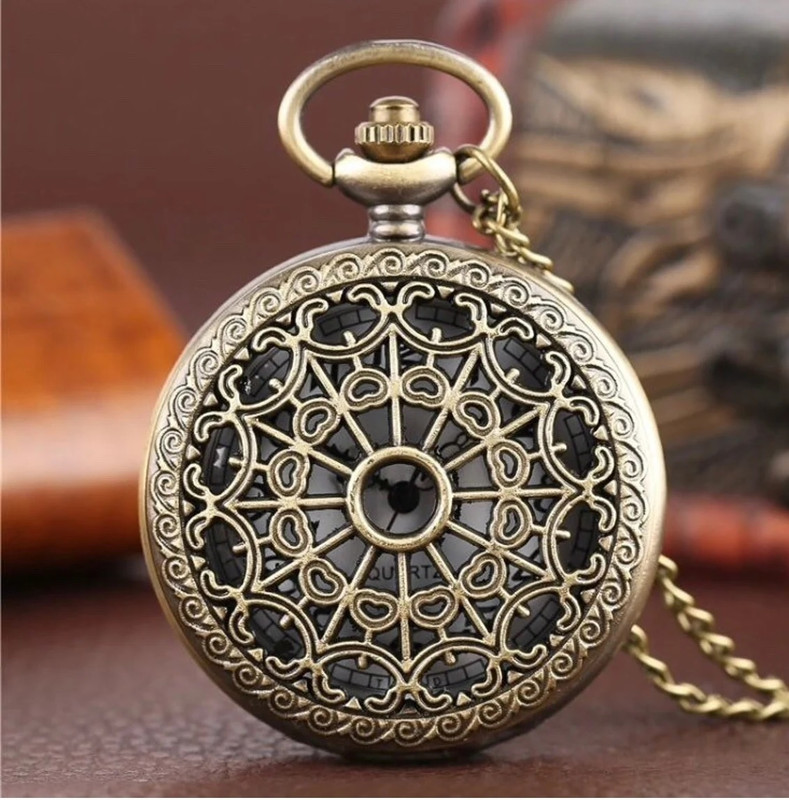COSMIC Antique Vintage Quartz Steampunk Pocket Watch Spider Web Hollow Women Men Pocket349d Green Metal Pocket Watch Chain