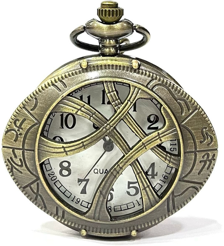 Mubco Antique Style Doctor Strange Eye Of Agamotto Quartz Pocket Watch Key chain Collectible Gift Showpiece Analog Quartz DS_01 Bronze Metal Pocket Watch Chain