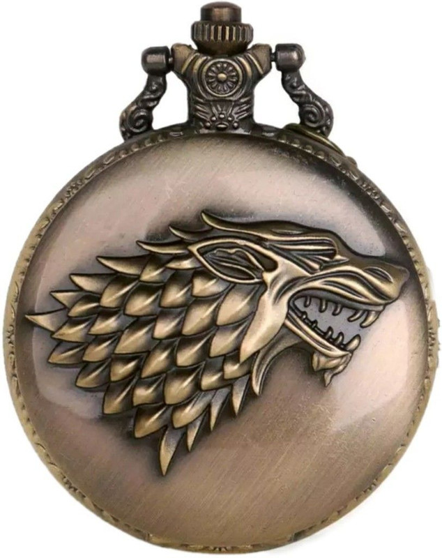Jouet Game of Throne Direwolf Pocket Watch GMTRNWRDRKYCHN Zinc Zinc Alloy Pocket Watch Chain