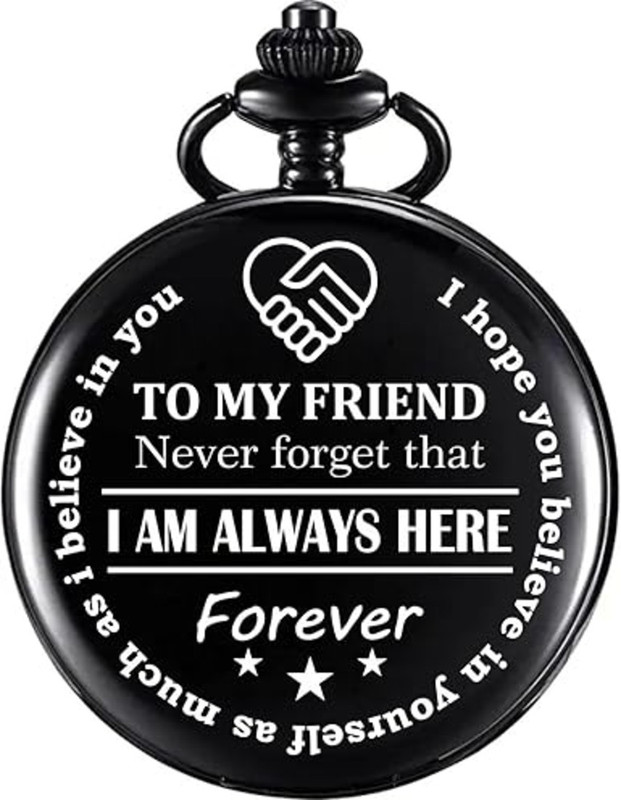 WEZO To My Friend- Royal Black Pocket Watch (Pack of 1)Gift for Loved Ones KeyChain Pocket Watch Black Metal Pocket Watch Chain