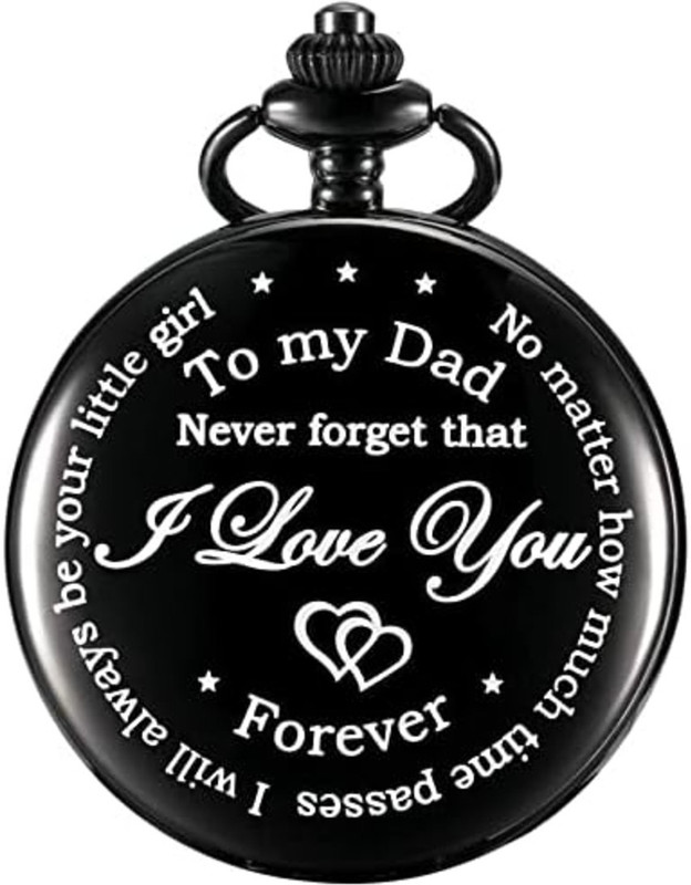 WEZO TO MY DAD My Hero Theme Antique Black Pocket Watch KeyChain (Pack of 1) To My Dad Black Metal Pocket Watch Chain