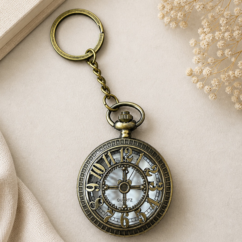 Faraports Timewheel Vintage Pcket Watch cum Key Ring FP116 Brass Brass Pocket Watch Chain