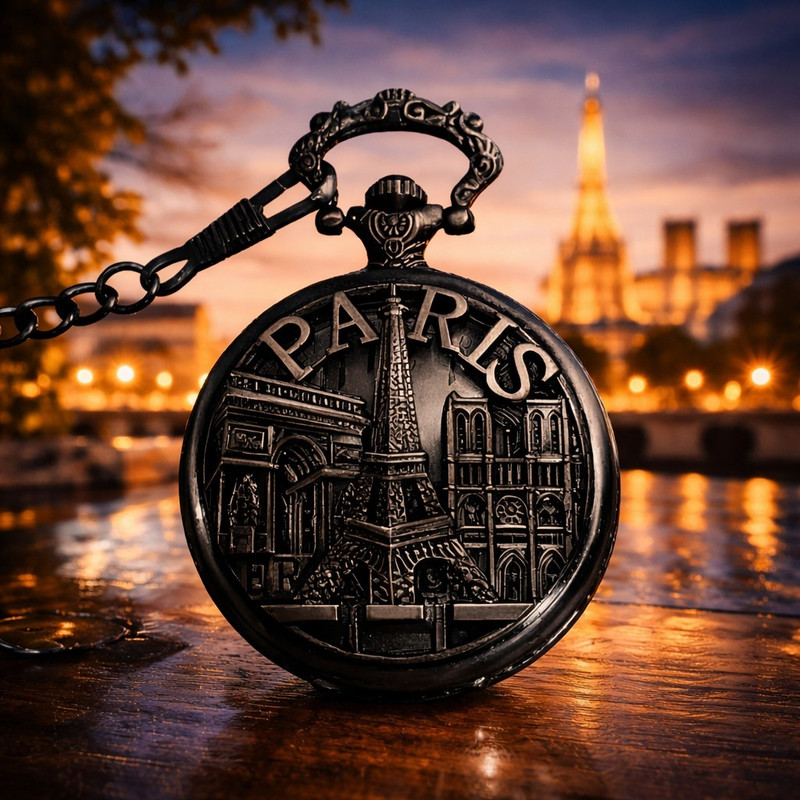 COSMIC Astro blackpocket watch 8932 BLACK METAL Pocket Watch Chain