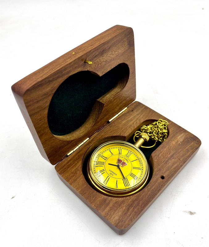 Ascent India Brass pocket watch chain with wooden case collectible 1 polish brass Pocket Watch Chain