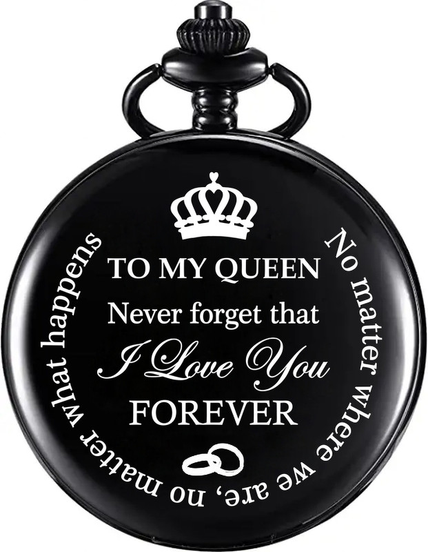 Classic Quirk Royal Gandhi Style Premium Love Theme I Love You Everyday From My Heart Engraved Valentines day Keychain Car, Bike for Men & Woman Best Gift Black Metal Pocket Watch Chain