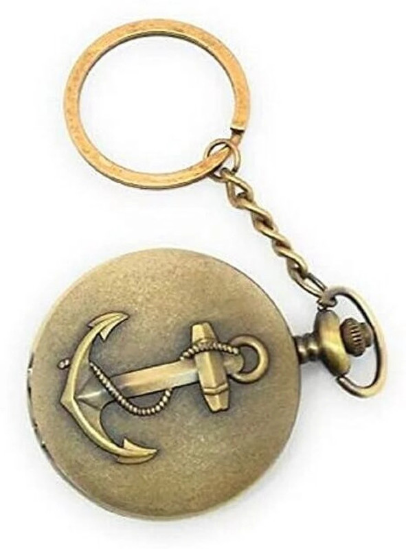 giftiny Antique Brass Anchor Key Ring Stylish Pocket Watch Style Keychain ANCHOR-KC-01 Antique Brass Finish Metal Pocket Watch Chain