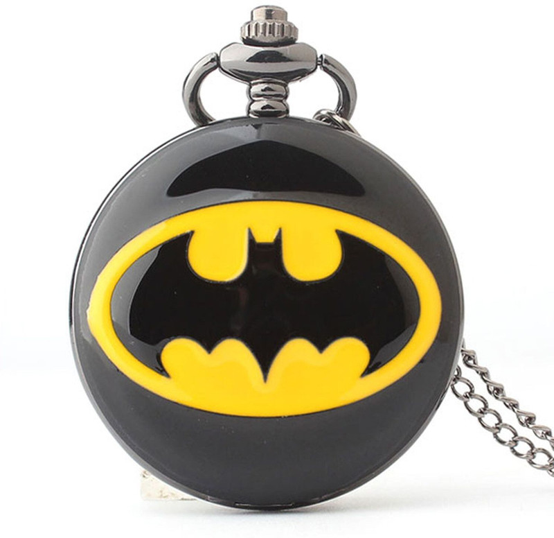 Exciting Lives Bat Man Retro Pocket Watch 2730 Silver Plated Stainless Steel Pocket Watch Chain