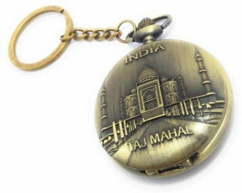 Msnakshatra India Taj Mahal Pocket Watch Metallic Key Chain India Taj Mahal Pocket Watch Metal Alloy Pocket Watch Chain