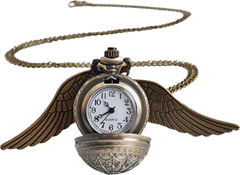 Tiny Tim Snitch Pocket Watch Gandhi Style Analog Antique Metallic Key Chain for Gifting Snitch Chain Pendent Bronze Metal Pocket Watch Chain