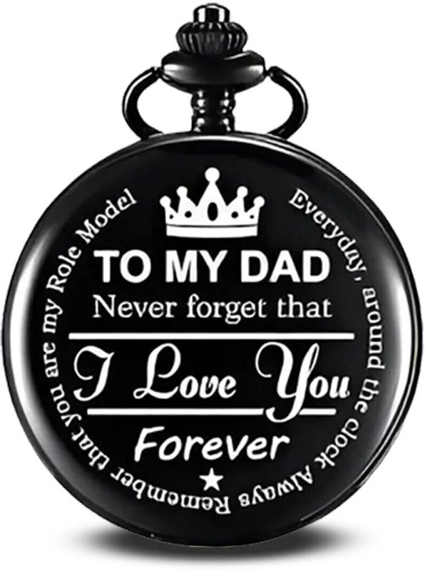 Exciting Lives Dad Pocket Watch - Gift for Father, For Father's Day, Birthday, Anniversary, 339 Sliver, Black Stainless Steel Pocket Watch Chain