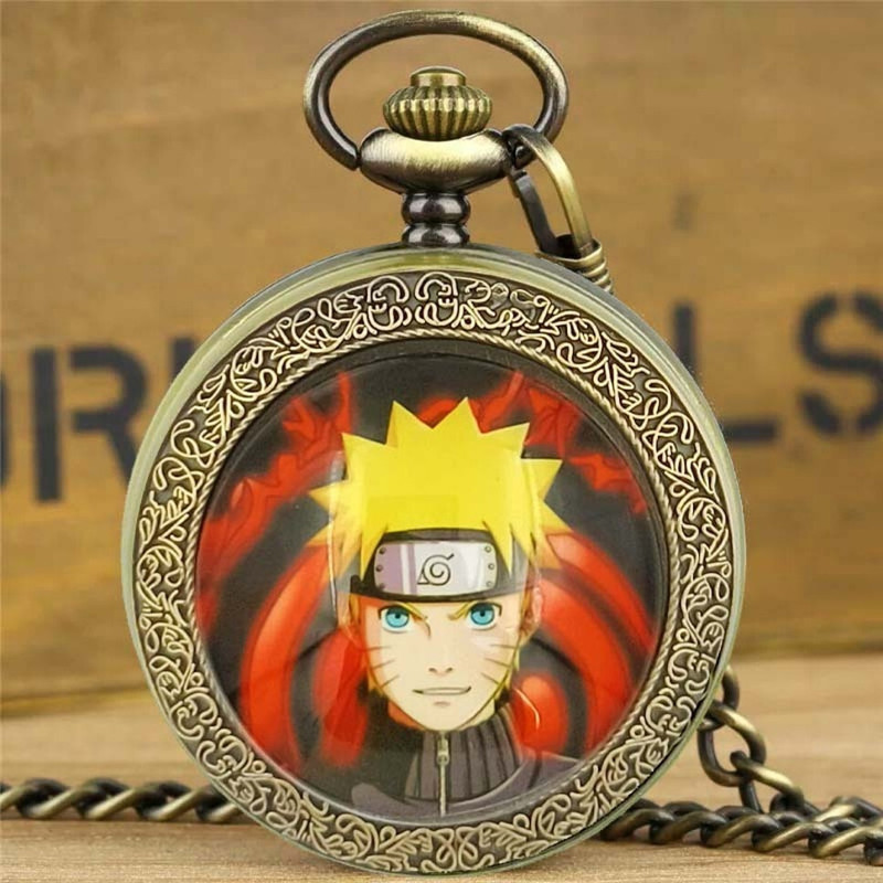 Seven Square Premium Vintage Naruto Pocket Watch Key Chain Classic Design Antique Bronze Analog Metal Car Bike Home Keychain With Key Ring Gift For Men & Women Multicolor Anti Rust Stainless Steel Pocket Watch Chain