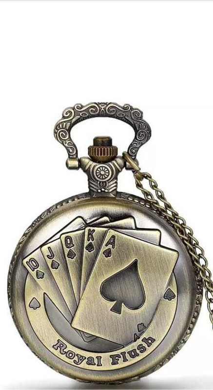 SB FASHION POINT Royal Flush Playing Cards POKER CARDS 01 Key Chain Metallic Pocket Watch Chain