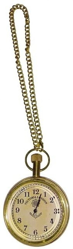 Antique HE creation Antique Vintage Brass Pocket Watch Clock with Chain, Handcrafted mq-vp-111 brass brass Pocket Watch Chain