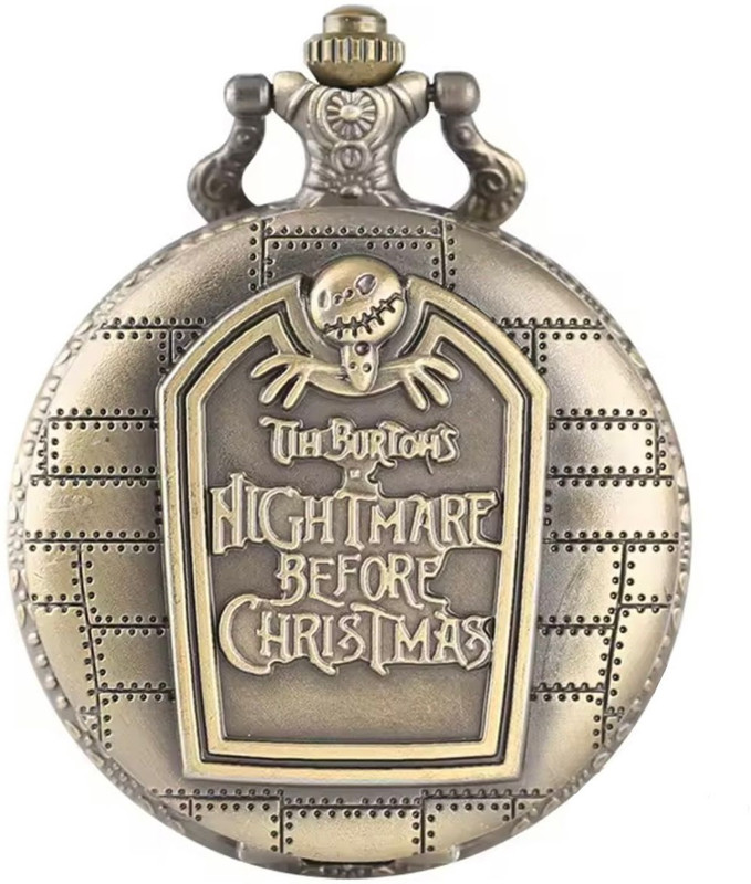 Mubco Antique The Nightmare Before Christmas Quartz Pocket Watch Key chain NBC_01 Collectible Showpiece Gift Bronze Metal Pocket Watch Chain