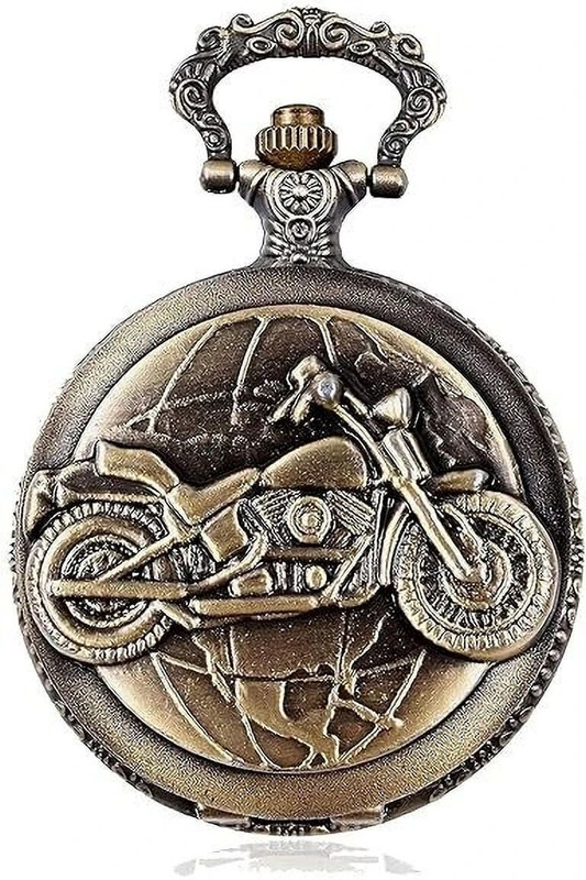 Exciting Lives Vintage Motorcycle Pocket Watch 2738 Bronze Stainless steel Pocket Watch Chain