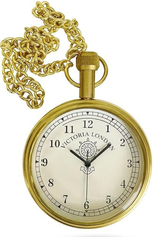 antique handi enterprises ntage Brass Pocket Watch with Chain Antique Design Analog Quartz MQ-VP-111.1 Brass Brass Pocket Watch Chain