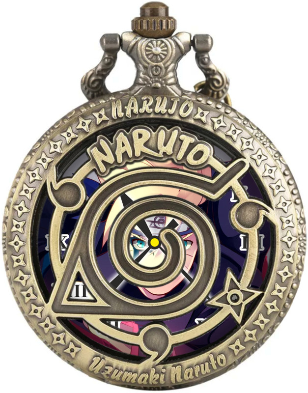 Tiny Tim Boruto Legacy: Antique Bronze Pocket-Watch Dial Key Chain for Car and Bike Anime Boruto Printed Pocket Watch Keychain Bronze Metal Pocket Watch Chain
