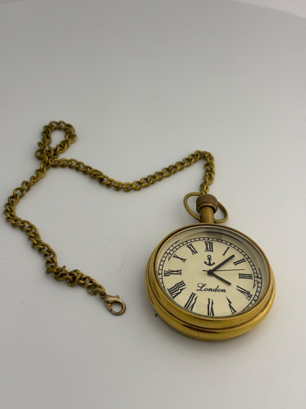Ma Antique Art And Craft Vintage Brass Pocket Watch with Chain, Roman Number Dial pocket watch 1 Gold Brass Pocket Watch Chain