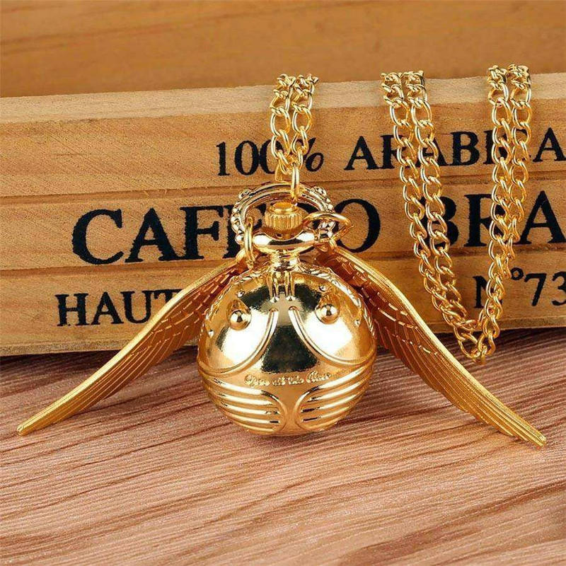 Tiny Tim Snitch Pocket Watch Gandhi Style Analog Antique Metallic Chain for Gifting Harry PotterSnitch Chain Pendent Gold Metal Pocket Watch Chain