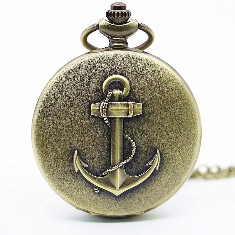 Seven Square Anchor Ambossing SS-PA-01 Bronze Stainless Steel Pocket Watch Chain