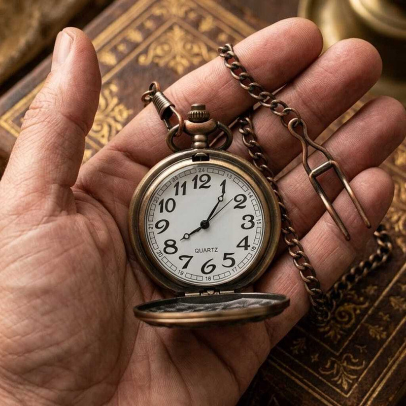Sooms Engraved Pocket Watch with Chain – Classic Bronze Finish Decorative Timepiece Engraved Pocket Watch with Chain – Classic Bronze Finish Decorative Timepiece NA METAL Pocket Watch Chain