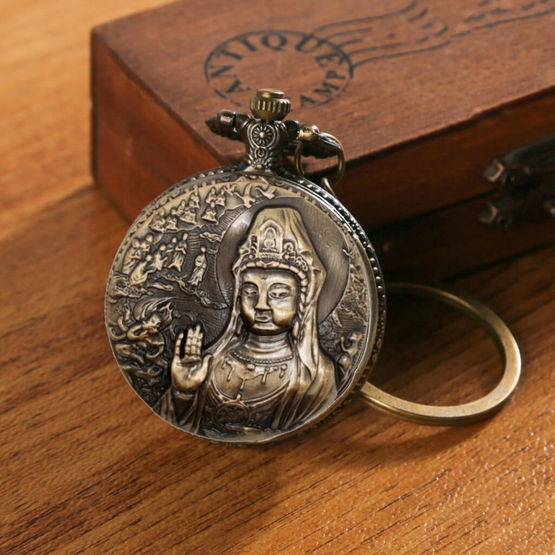 Classic Quirk Antique Gandhi Style Premium Vintage Anime One Piece Logo Theme Embossing Key chain with Key Ring Car, Bike for Men & Woman Best Gift Bronze Metal Pocket Watch Chain