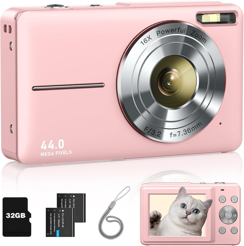 TOTAL Digital Camera, 4K Ultra HD Cameras for Photography(44 MP, Pink)