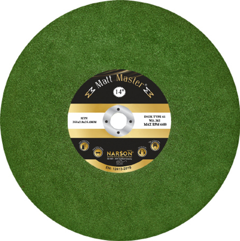 Narson Group T41-WA36S Green Cutting Wheel Matt Master Metal Polisher(14 inch)