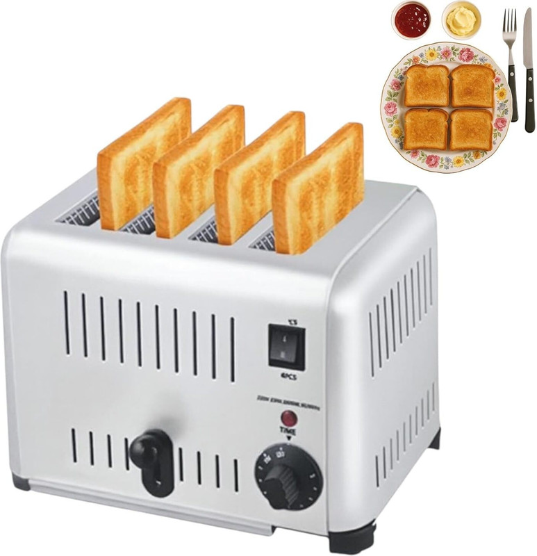 KHUSHI UDYOG Commercial 4-Slice Toaster Extra Wide Slots 5 Settings Crumb Tray Silver Durable 700 W Pop Up Toaster(Grey)