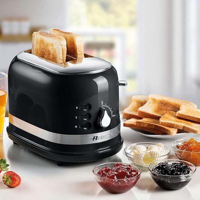 ARIETE Moderna 0149B 2 Slice Toaster with Sandwich Cages by Delonghi 800 W Pop Up Toaster(Black)