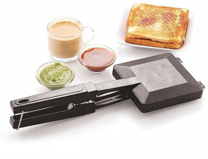 RECTITUDE Non Electric Sandwich Maker | Cool Touch Handles | Gas Stove maker 2 W Pop Up Toaster(Black)