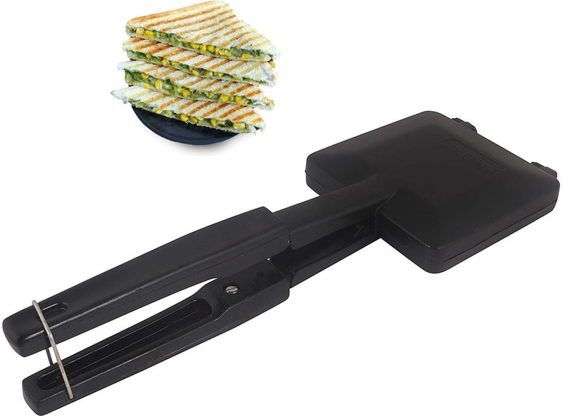 RECTITUDE Best Quality Non-stick Jumbo Grill Gas Bread Toaster, Sandwich Maker Grill 2 W Pop Up Toaster(Black)