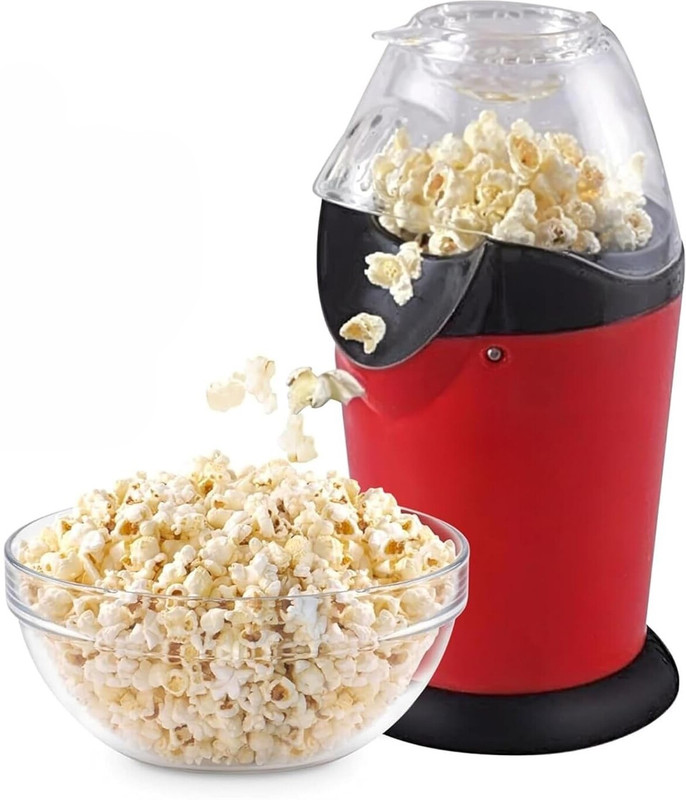 OLTR Popcorn Maker Machine for Home | Oil-Free Snack Popper with Measuring Cup Popcorn in 3 Minutes | Advanced Hot Air Circulation | Easy One-Touch Operation 300 L Popcorn Maker(Red, Black)