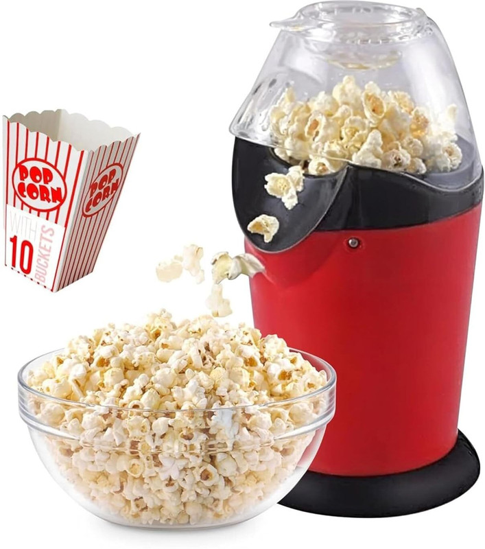 CasaAura Snack Maker for Kids & Adults | Fast Popper for Home, Movie Nights, Parties Electric Popcorn Maker Hot Air Popper Machine 1200W | Oil-Free, Healthy 100 g Popcorn Maker(Multicolor)