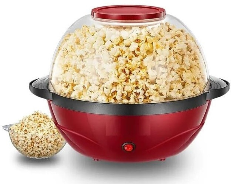 POXEFLIP Automatic Stirring Popcorn Maker Popper, Electric Machine with Measuring Cap | Built-in Reversible Serving Bowl, Nonstick Plate, Easy Cleanup, Family 3.6 L Popcorn Maker(Multicolor)