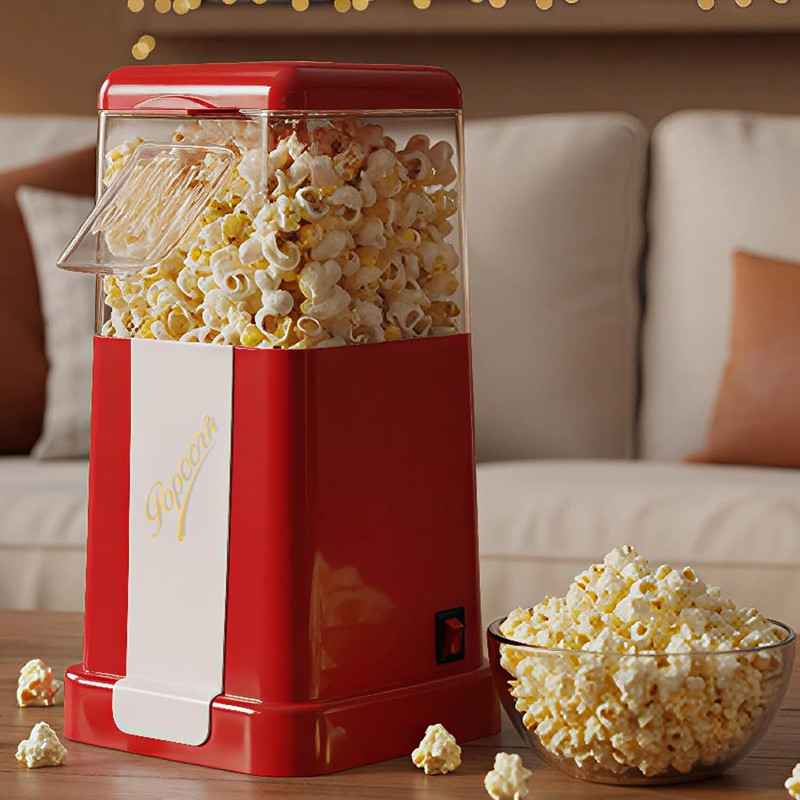 VikriDa Hot Air Popper, No oil needed, Healthy and Delicious Snacks Electric Popcorn Maker Machine with 1200W 164 g Popcorn Maker(Red, Black)