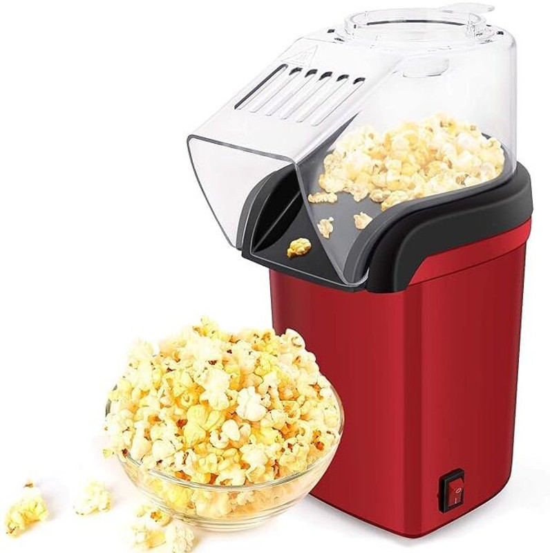 THE SIMPLE GHAR 1200W Electric Hot Air Popcorn Maker Oil-Free Healthy Snack Machine Heating Popper for Movie Nights Parties Easy Use Compact Designs 2 L Popcorn Maker(Red)