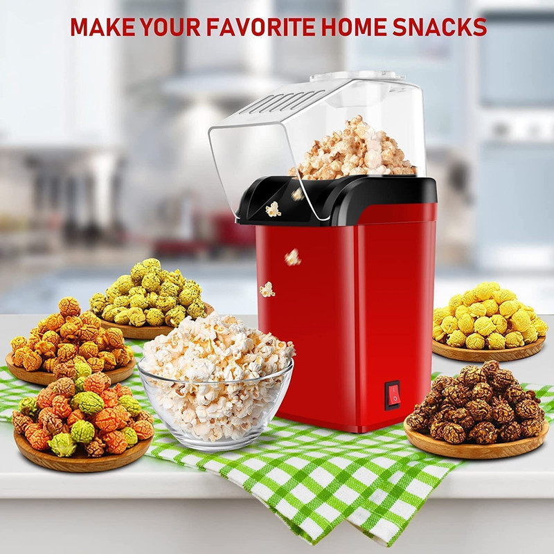 NHOUSE Hot Air Popcorn Maker with Oil-Free Operation & Butter Healthy & Delicious Snack for Kids, Adults Great for Holding Parties in Home 300 g Popcorn Maker(Red)