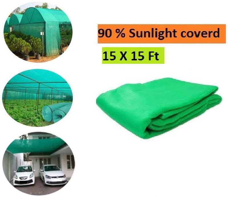FRILL Green Shade Net for Garden | Green net for Balcony, 90% HIGH Density 15 x 15 ft Portable Green House(Green)