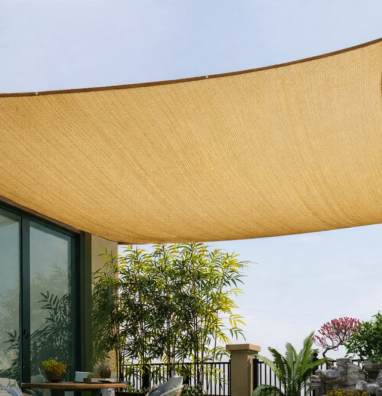VP Creation 90% Biege Shade Net UV Stabilized with Metal Rivets and Stitched Portable Green House(Beige)
