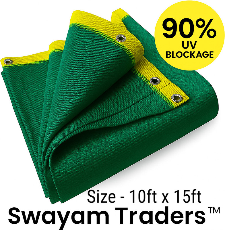 Swayam Traders (10 ft x 15 ft) Green Sun Shade 90% UV Protection for Gardens and Car Parking Portable Green House(Green)