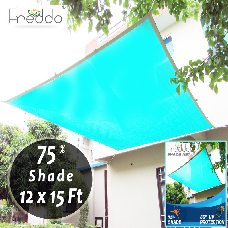 Freddo Sun Shade Net 10 X 10 ft cotton webbing 75% Portable Green House(Green)