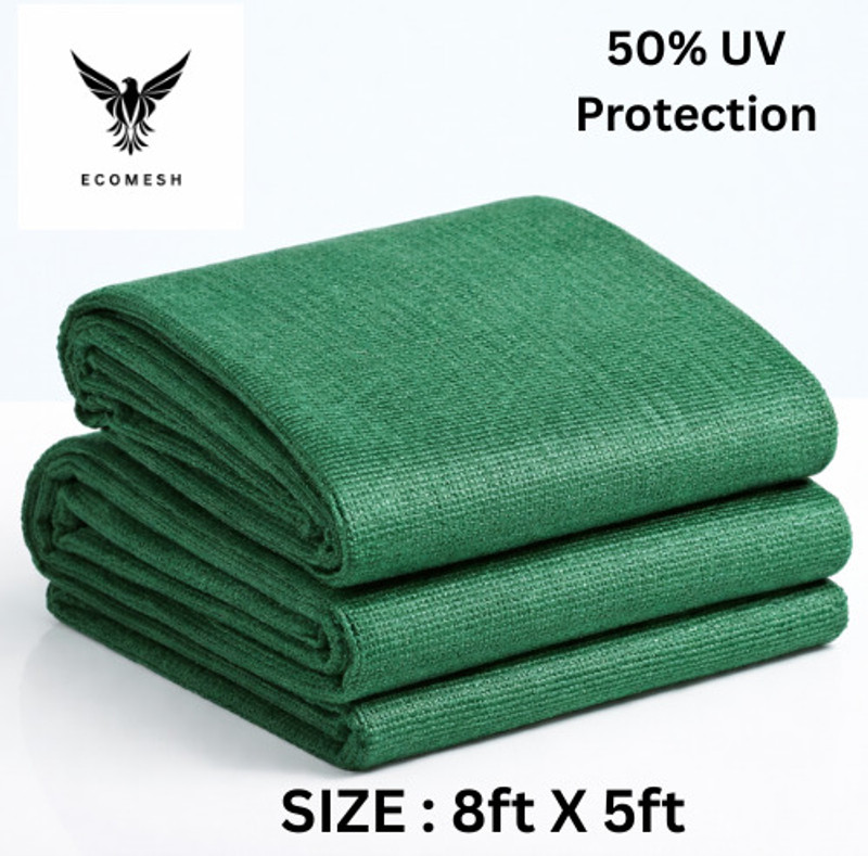 ECOMESH 8x5 ft Green Shade Net 50% UV Protection for Garden Balcony & Terrace Portable Green House(Green)
