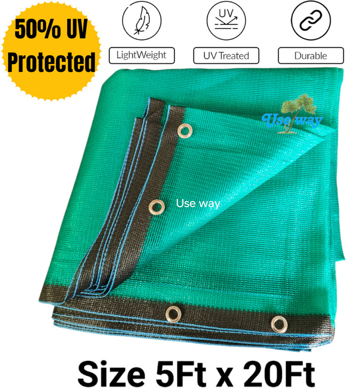 Use way Green Shade Net(5Ft x 12Ft)- 75% Sunlight Block Multipurpose For Garden/Balcony Portable Green House(Green)