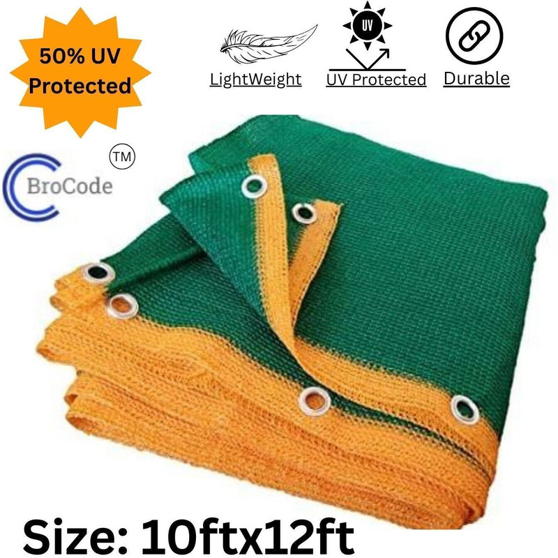 BroCode Green Net 10x12 50% Green Shade Net For Garden, Plants, Balcony, Fencing Net Portable Green House(Green)