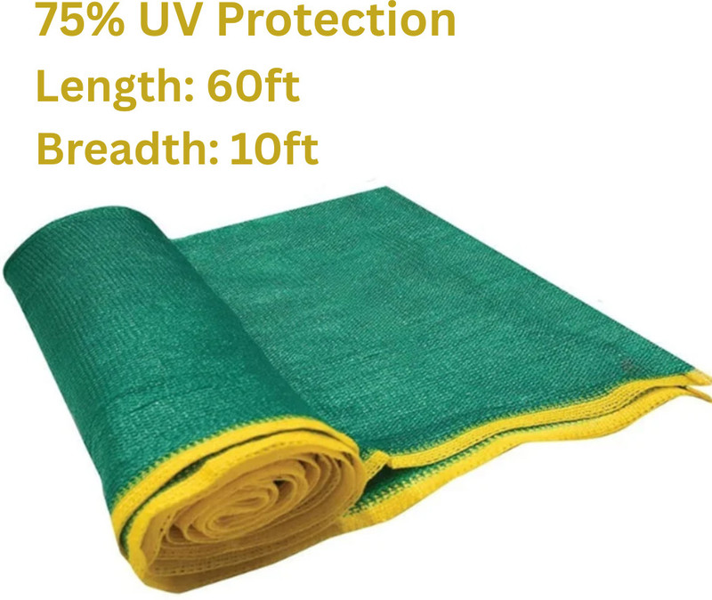 Netonic Green Shade Net 75% UV Sun Protected for Terrace, Garden, Balcony 10x60 feet Portable Green House(Green)